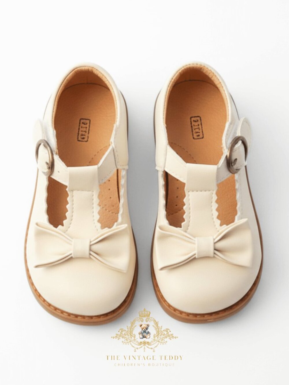 NWT Pretty Girls Mary Jane Flats Children's Shoes, Kids, Toddlers Bows Cream 8